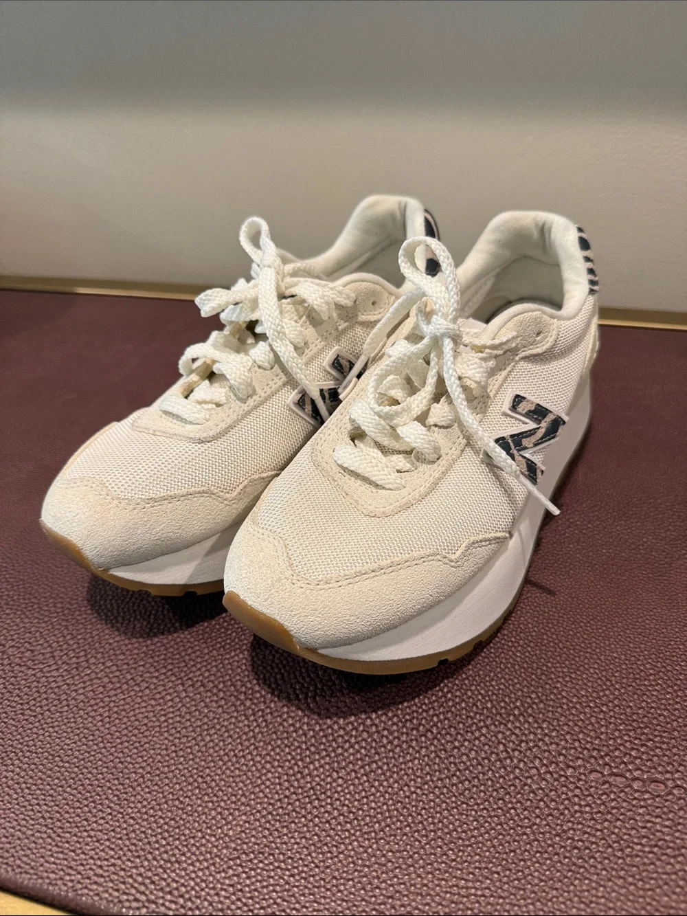 New Balance Cream and Gum 515H Platform Sneakers
